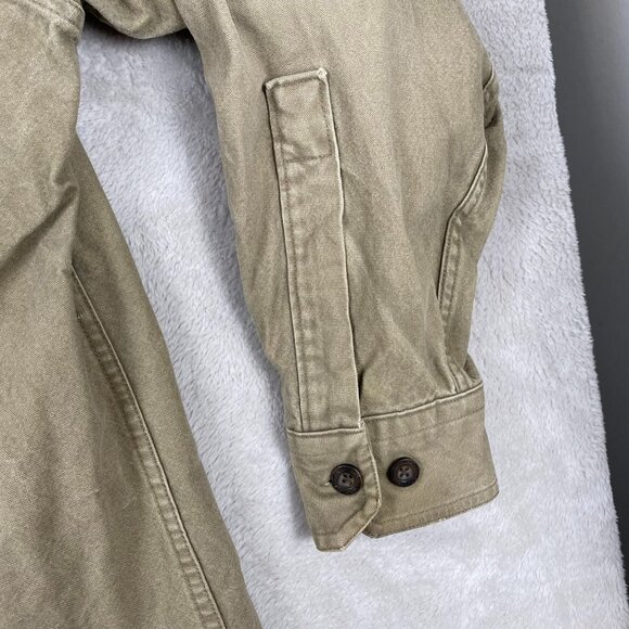 Woolrich Men's Shirt Large Long-Sleeve Button-Up Khaki With Dual Flap Pockets - Picture 6 of 12